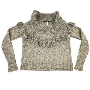 Kensie Marled Fringe Cowl Neck Sweater